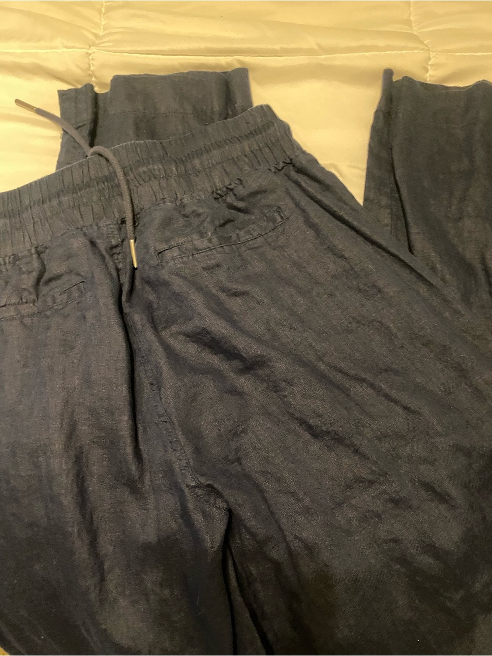 Quince Navy Drawstring Linen Pants - Picture 2 of 4